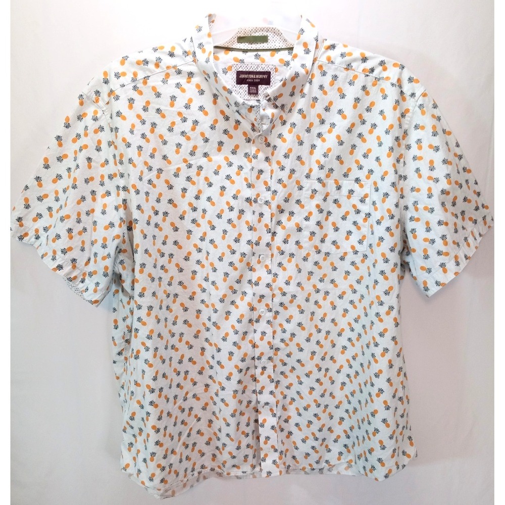 Johnston & Murphy Men's Casual Button Down Shirt, XXXL, Pineapple‎ Print